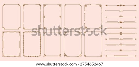 set of linear art deco ornament frame