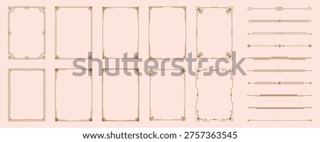 set of linear art deco ornament frame