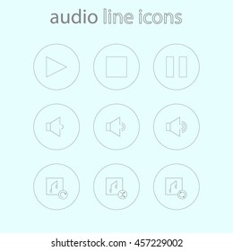 Set of linear audio icons. Modern music icon series.
