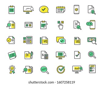 Set of linear audit icons. Inspection icons in simple design. Vector illustration