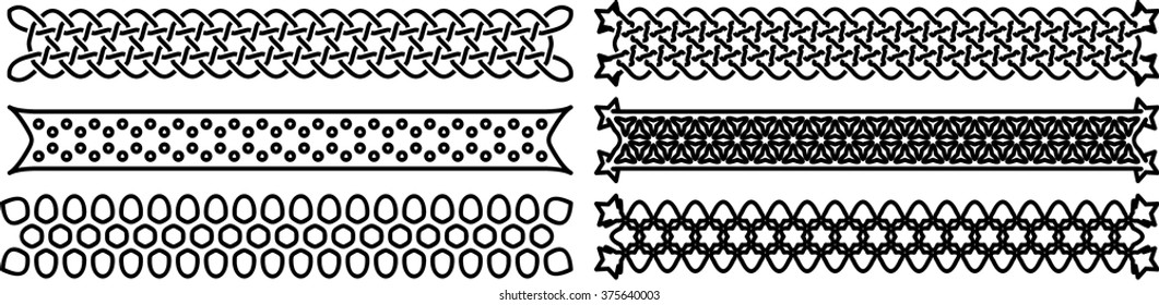 Set of linear black vector patterns