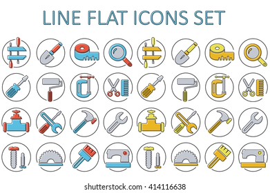 Set of linear building tools icons 