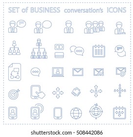 Set of linear business conversation's icons