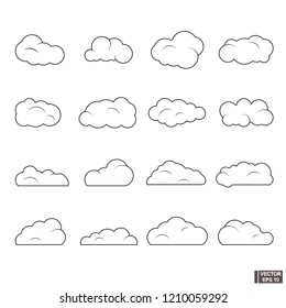 Set of linear cloud icons. Bright. For your design