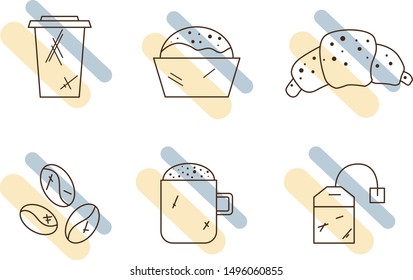 Set of linear coffee icons