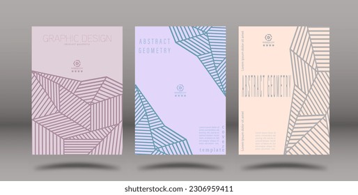 A set of linear creative design templates. The idea of designing a cover, booklet, poster or brochure. Creative idea for the interior, decoration and individual stylistic design
