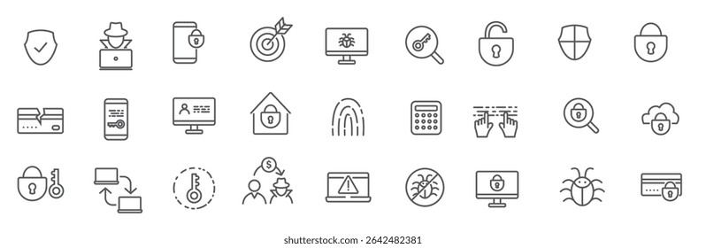 set linear criminal icons vector