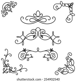 Set of linear design elements - corners and headings