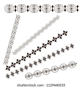 Set of Linear drawing .Vintage Calligraphic Design Elements Curls Of Ornaments And Layout Of Pages. Vector