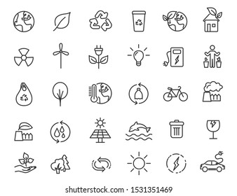 Set of linear ecology icons. Environment icons in simple design. Vector illustration - Shutterstock ID 1531351469