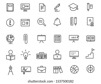 Set of linear education icons. School icons in simple design. Vector illustration