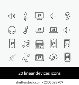 set of linear electronics icons. computer technology icons in simple design. vector illustration