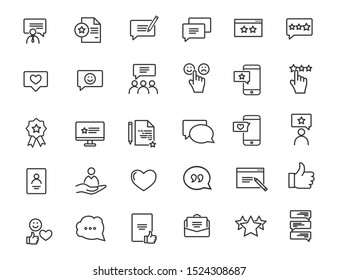 Set of linear feedback icons. Customer satisfaction icons in simple design. Vector illustration