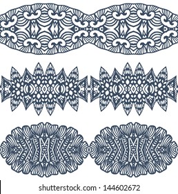 Set linear floral ornament, seamless pattern, EPS8 - vector graphics.