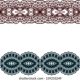 Set linear floral ornament, seamless pattern, EPS8 - vector graphics.
