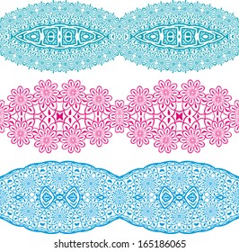 Set linear floral ornament, seamless pattern, EPS8 - vector graphics.