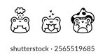 Set of Linear Frog in Different Emotions. Children