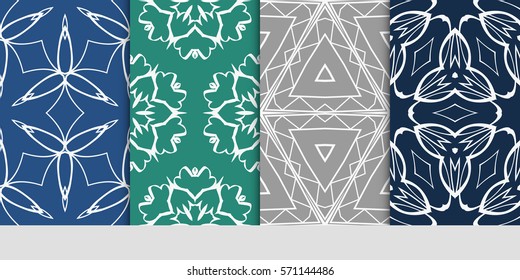 set of LINEAR GEOMETRIC seamless pattern background. Luxury texture for wallpaper, invitation. vector illustration.