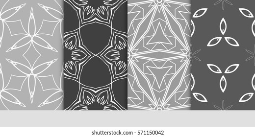 set of LINEAR GEOMETRIC seamless pattern background. Luxury texture for wallpaper, invitation. vector illustration.