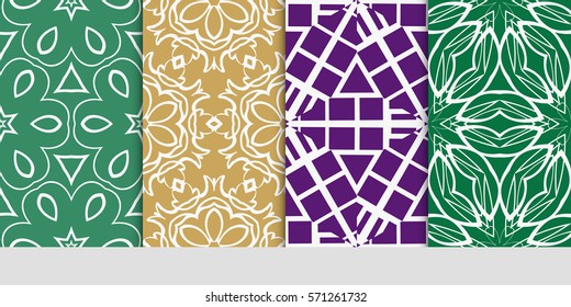 set of LINEAR GEOMETRIC seamless pattern background. Luxury texture for wallpaper, invitation. vector illustration.