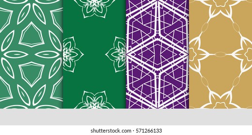 set of LINEAR GEOMETRIC seamless pattern background. Luxury texture for wallpaper, invitation. vector illustration.