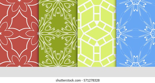 set of LINEAR GEOMETRIC seamless pattern background. Luxury texture for wallpaper, invitation. vector illustration.