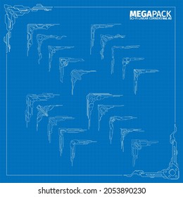 Set of linear high-tech corners for decoration window interface design megapack