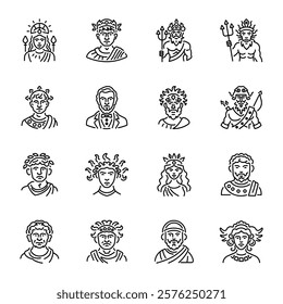 Set of Linear Historical Roman Character Icons 

