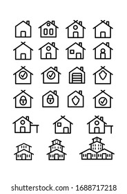 set of linear house icons. An empty polygon isolated on a white background. Simple flat stock illustration.
