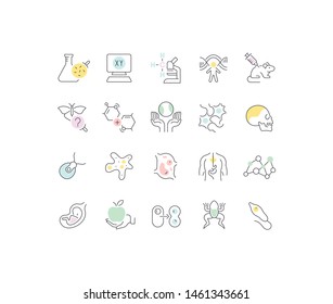 Set of linear icons of biology.