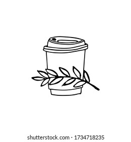 
Set of linear icons for cafe. Coffee is with you. Vector illustration of a paper cup. 