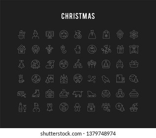 Set of linear icons of christmas.