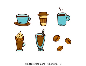 Set of linear icons for coffeeshop