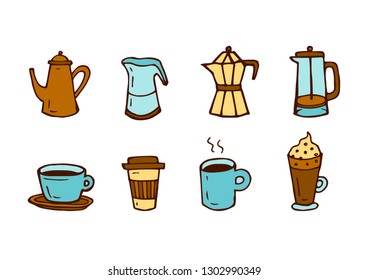 Set of linear icons for coffeeshop