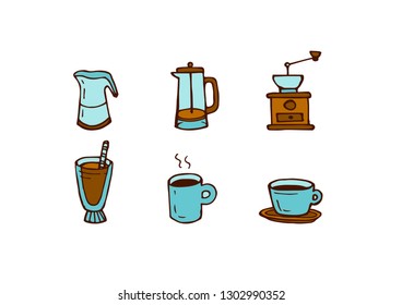 Set of linear icons for coffeeshop