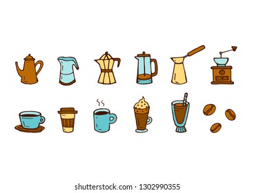 Set of linear icons for coffeeshop