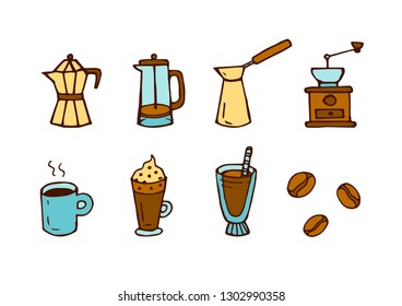 Set of linear icons for coffeeshop