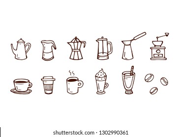 Set of linear icons for coffeeshop