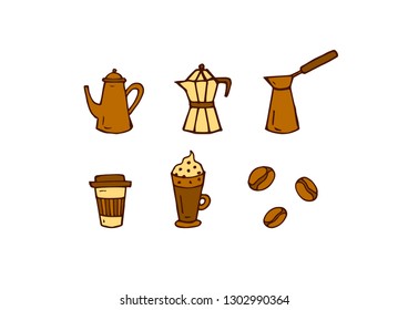 Set of linear icons for coffeeshop