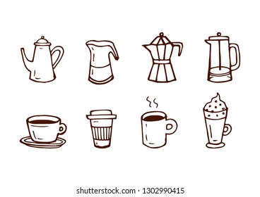 Set of linear icons for coffeeshop