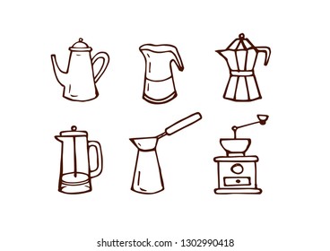 Set of linear icons for coffeeshop