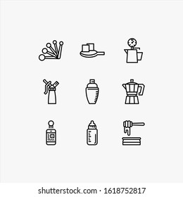 Set of linear icons for coffeeshop