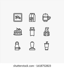Set of linear icons for coffeeshop