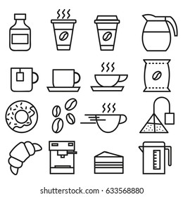 Set of linear icons for coffeeshop