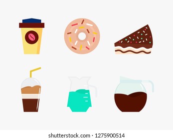 Set of linear icons for coffeeshop - Vector isolated flat design