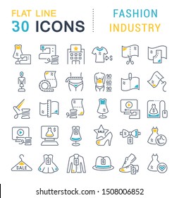 Set Of Linear Icons With Colored Elements Of Fashion Industry For Websites, Applications And Programs