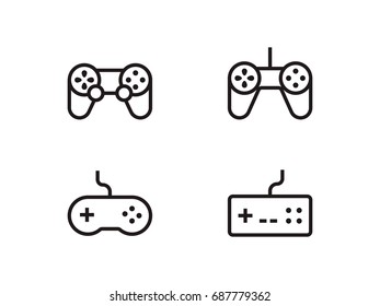 set of linear icons of game controllers