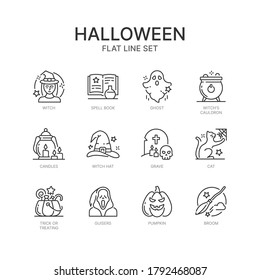 Set of linear icons for halloween.Vector illustration on a white background. Images for the holiday.