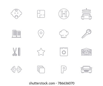 set of linear icons infrastructure of a residential complex, communication 