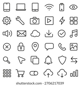 A set of linear icons for mobile interfaces. EPS 10.